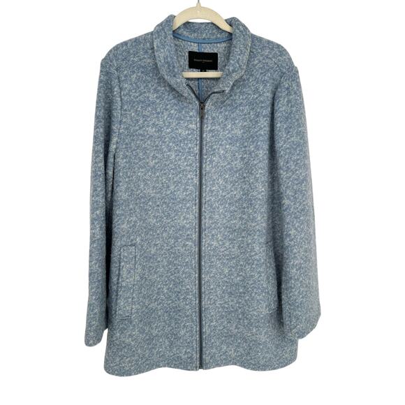 Banana Republic Long Funnel-Neck Blue Wool-Blend Pea Coat Comfy Retro XL